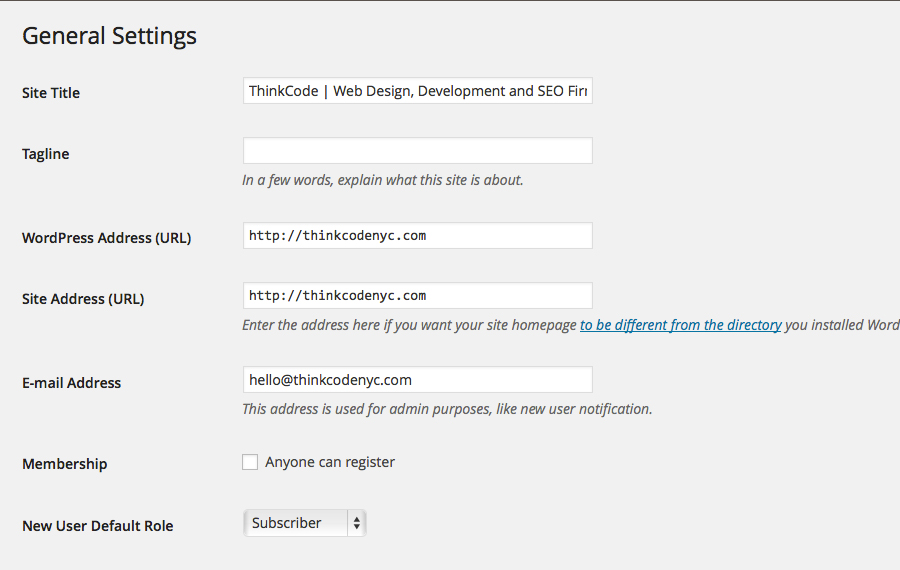 General WordPress Settings