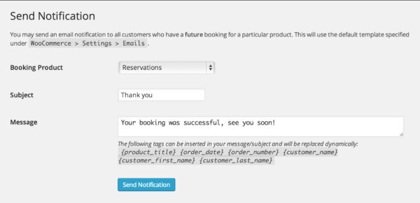 WooCommerce Bookings Plugin Email Notifications